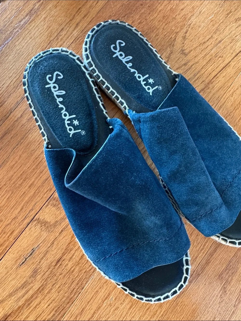 Splendid Blue Suede Espadrille Slide Sandals - Women